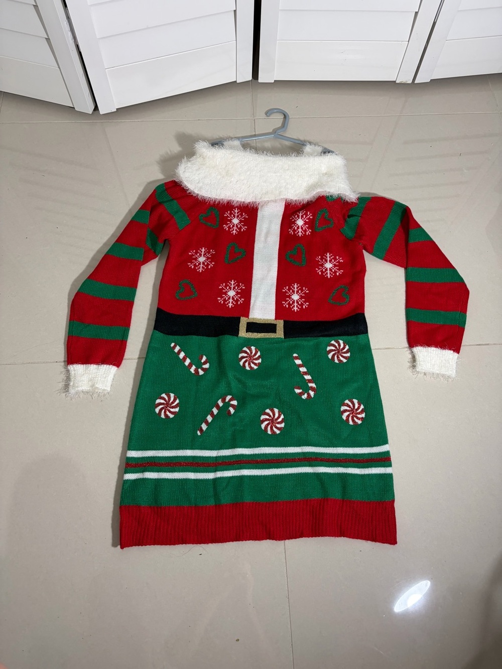 It's Our Time Red & Green Candy Cane Holiday Dress Costume